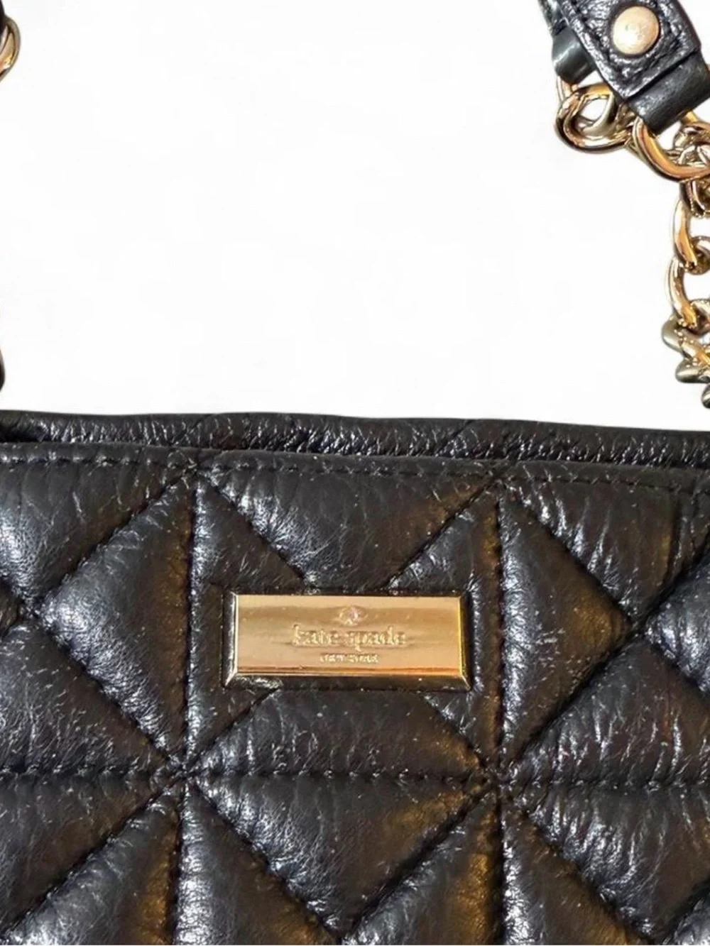 kate spade Black Quilted Shoulder Bag with Gold Chain Handles